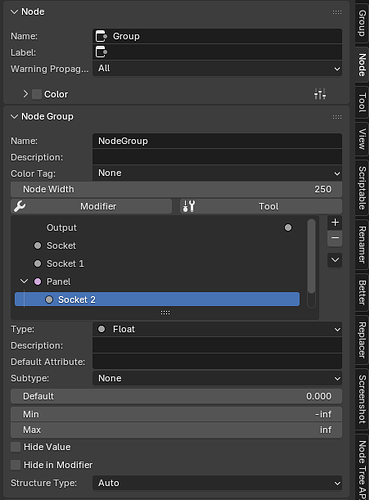 Edit Group Sockets of selected Node Group without entering the tree ...