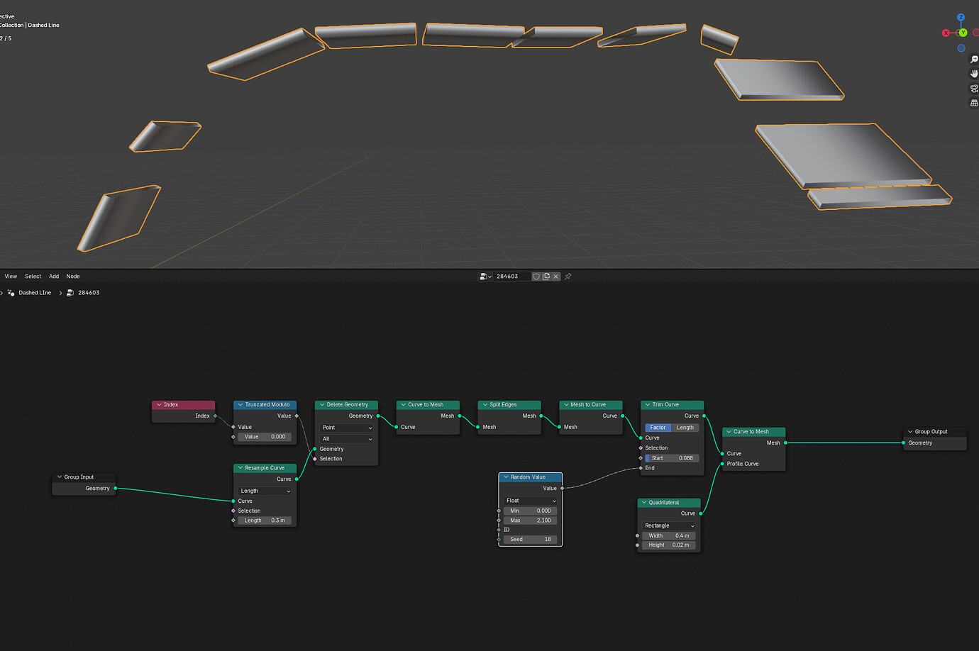 GN split curve to mesh with derfom - Modeling - Blender Artists Community