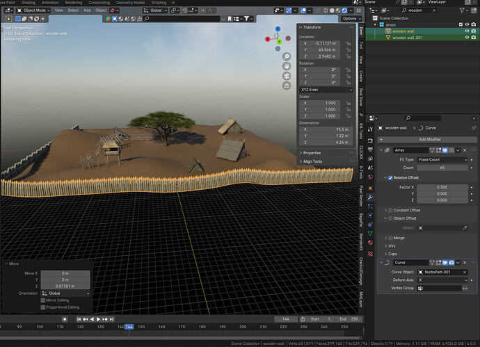 Curve - modifier: how to get object follow terrain mesh? - Modeling ...