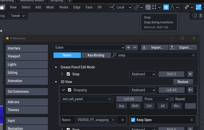 Blender changed snap shortcut. How do I change it back? - Basics ...
