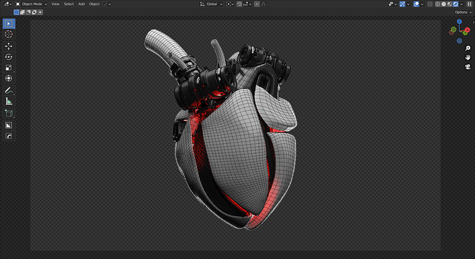 non beating heart render wireframe