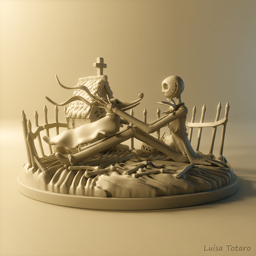 Jack and Zero Diorama (Fanart)_Clay Render