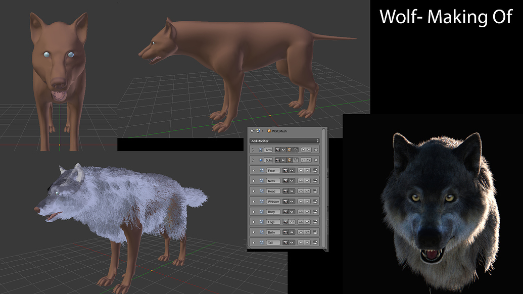 Realistic Wolf (Blender Cycles) Making Of Works in Progress Blender