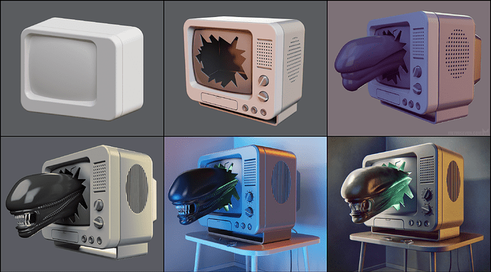 metin-seven_stylized-artwork-3d-modeler-illustrator-illustration_alien-retro-tv_wip