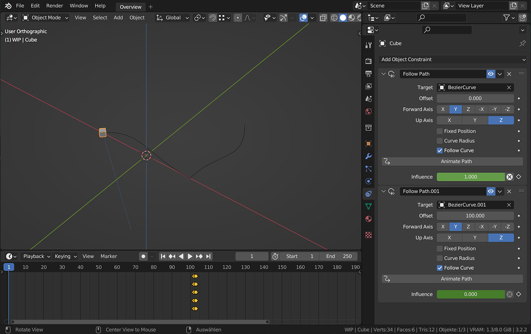 One object for two Follow Paths - Animation and Rigging - Blender ...