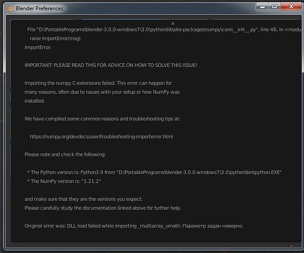Numpy error when activating some addons - Technical Support - Blender ...