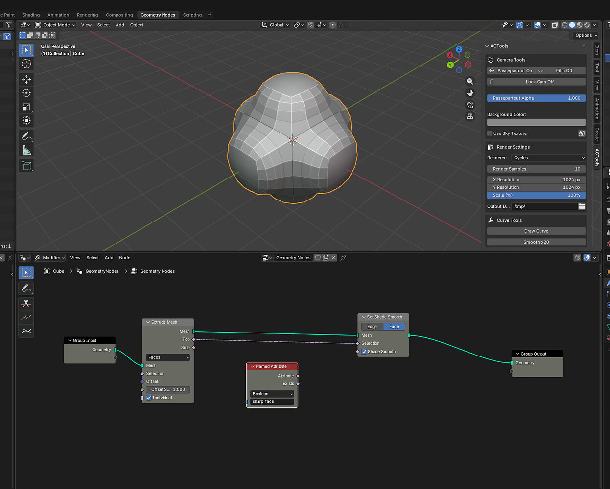 Geo Nodes shade smooth after extrusion - Modeling - Blender Artists ...