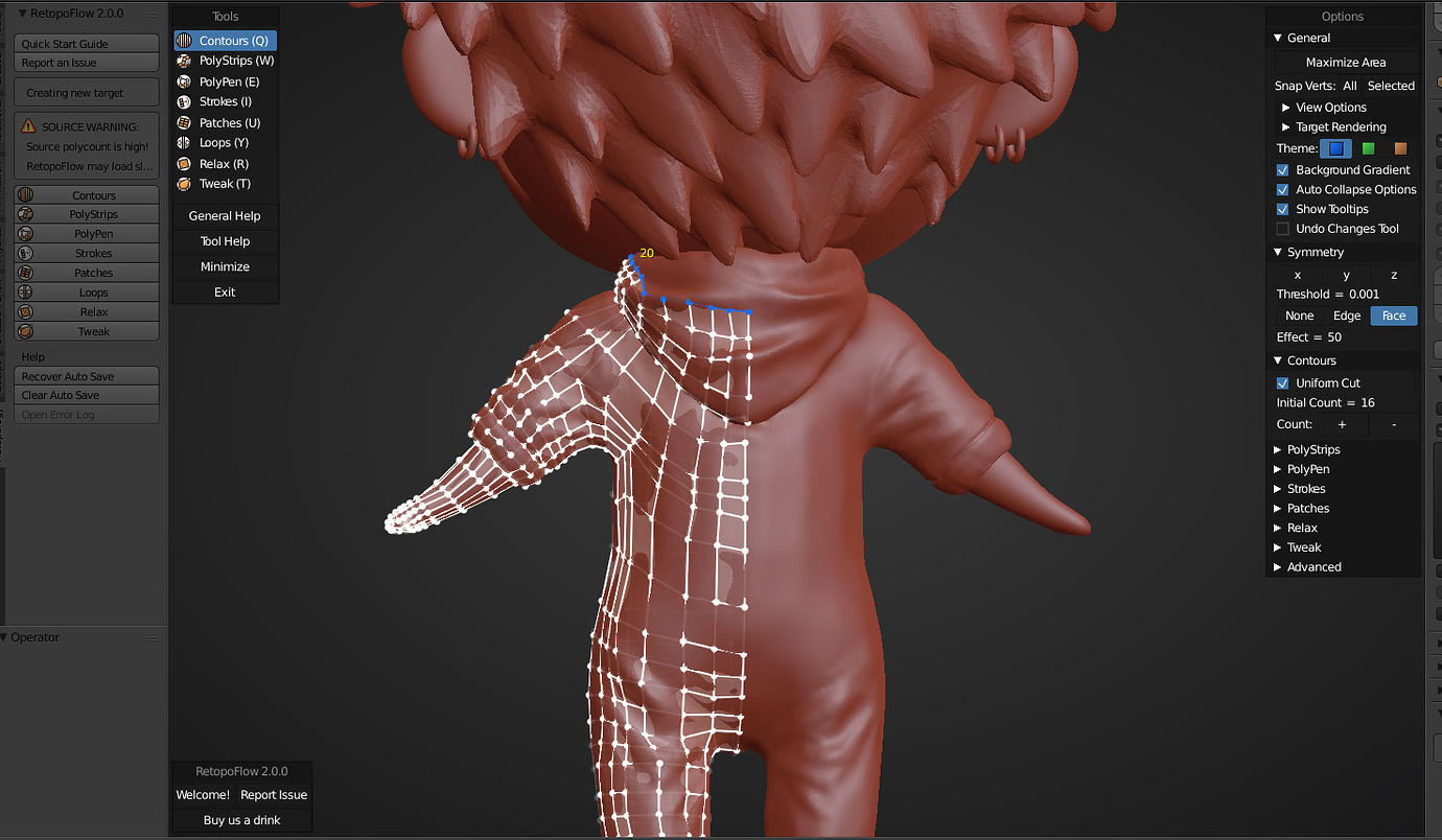 Symmetry problem in retopoflow - Modeling - Blender Artists Community