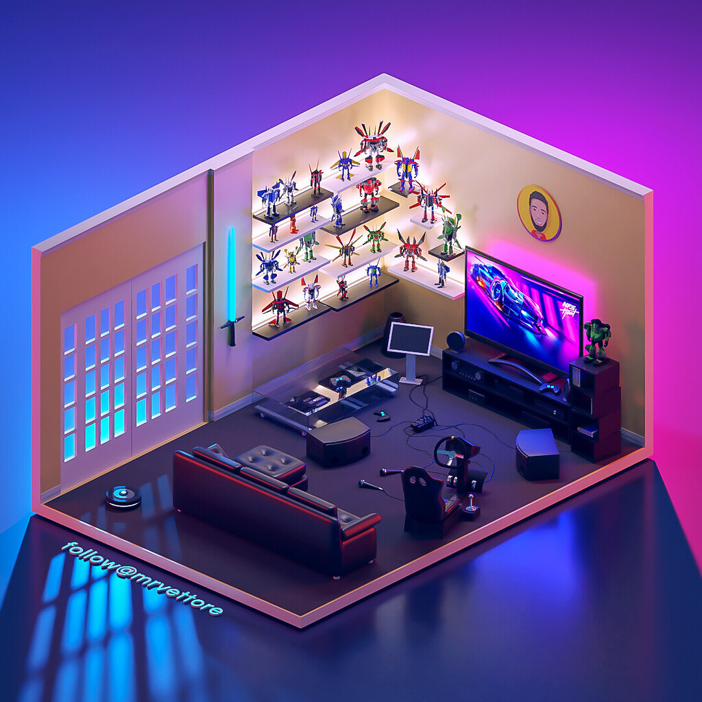 Isometric gaming room series - Finished Projects - Blender Artists Community