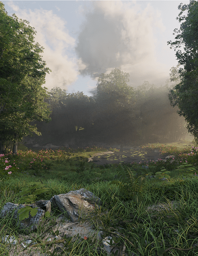 Scene with river final render