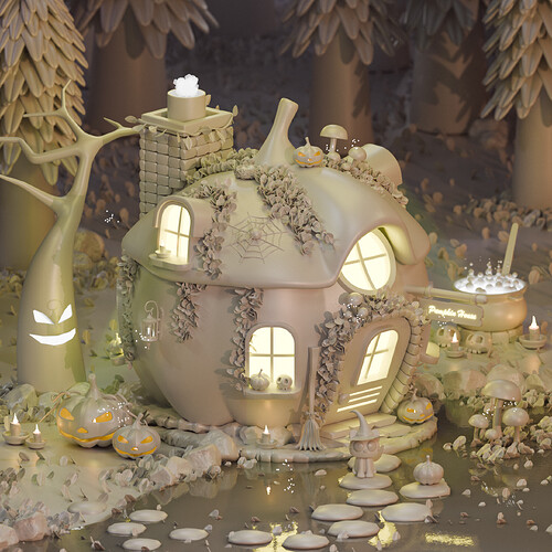 Pumpkin House Clay Render