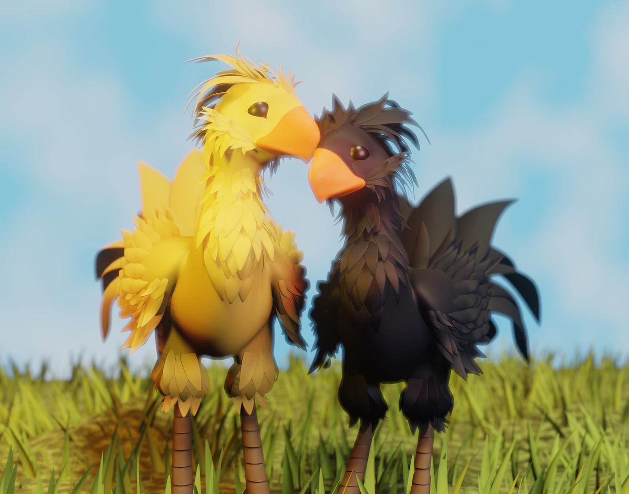 Chocobos Fan Art - Finished Projects - Blender Artists Community