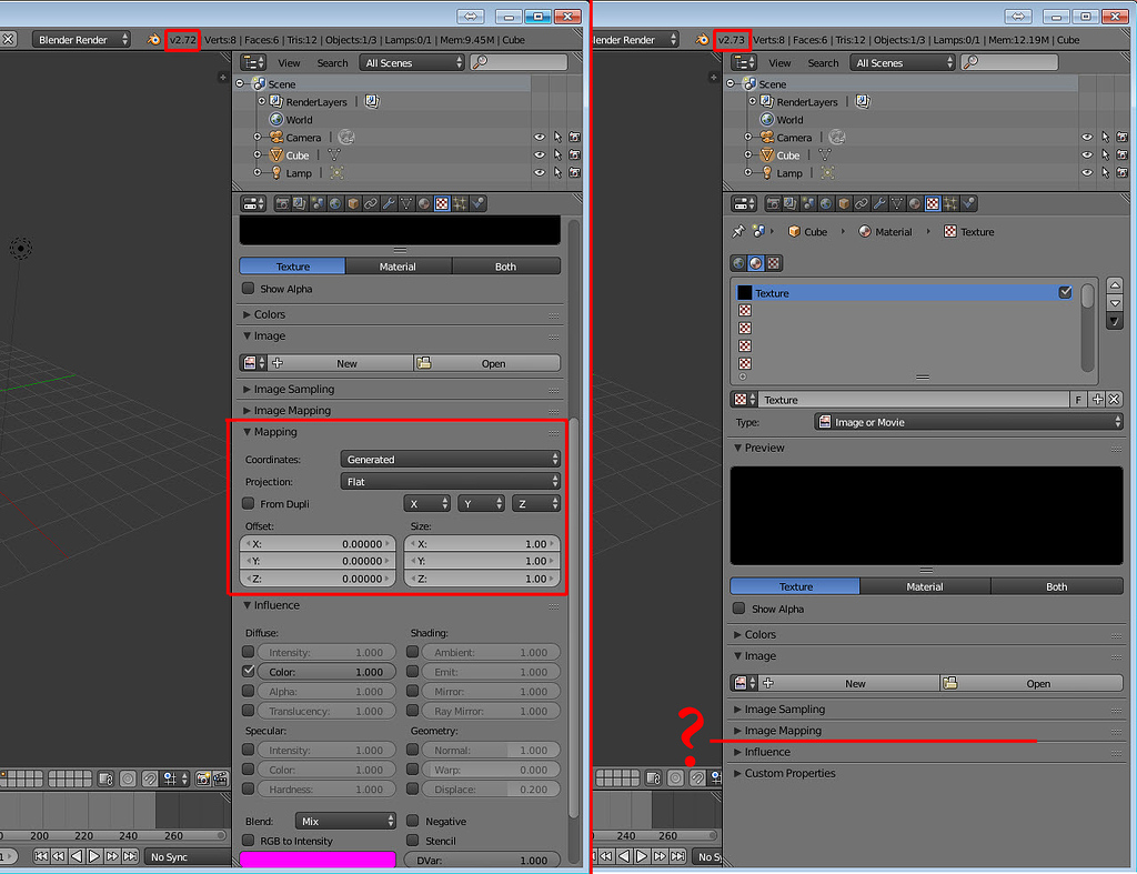 where is the mapping tab in blender 2.73 - Basics & Interface - Blender ...