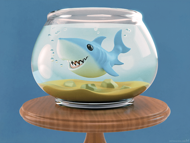 metin-seven_stylized-3d-illustrator-cartoon-character-designer_cute-shark-fish-bowl