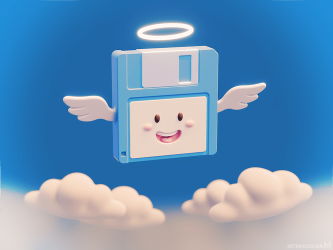 metin-seven_stylized-3d-illustrator-cartoon-character-designer_diskette-angel-heaven