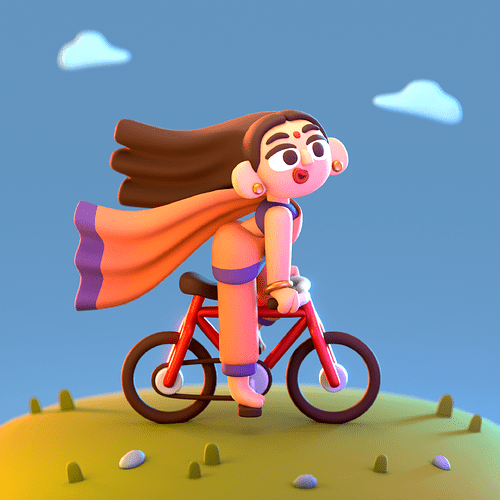 Girl on Cycle - 02