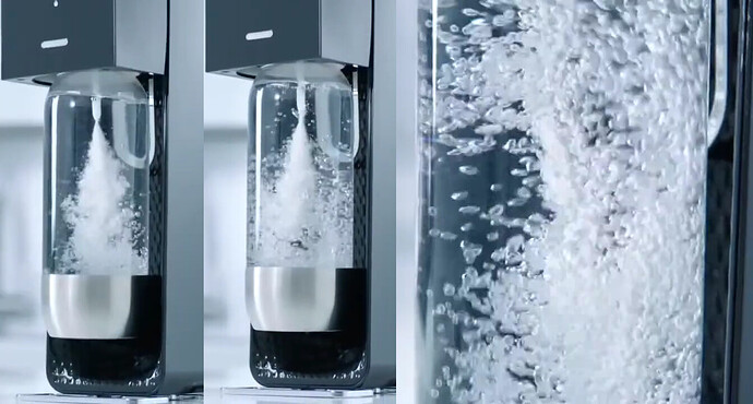 CO2 drink/soda maker bubbles jet from nozzle to water animation ...