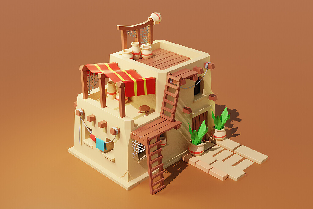 Low-poly Desert House - Finished Projects - Blender Artists Community