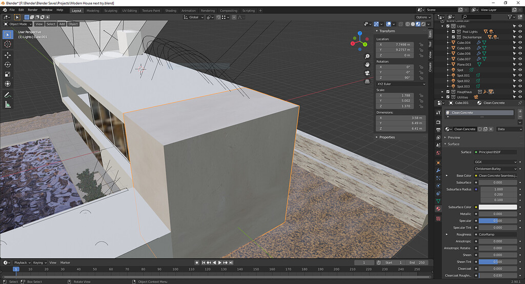 Concrete Material looks different at different faces of the same object ...