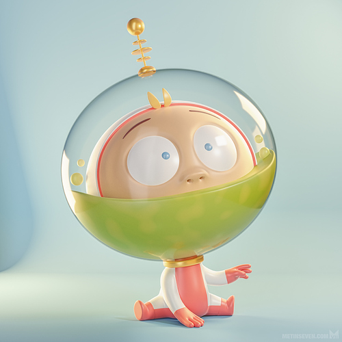 metin-seven_3d-print-modeler-toy-character-designer_cartoon-baby-astronaut-puke-vomit