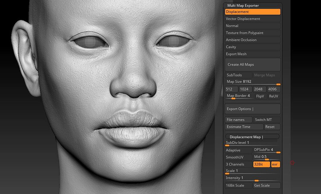 zbrush cannot create displacement map