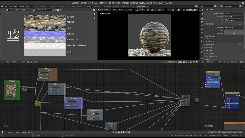 Converting Photo into PBR Seamless Texture with Blender compositor ...