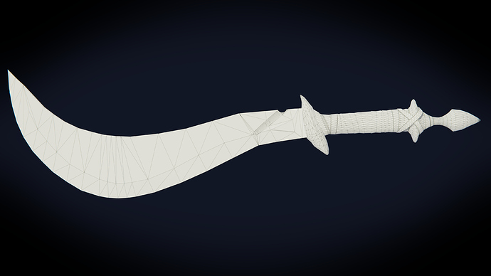 Curved Sword Front View Wireframe