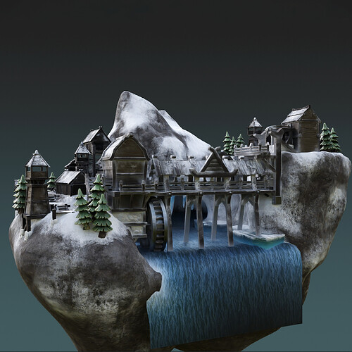 Blender 3 Unreal Engine 5 Snow Fjord Scene Game Design_High Res 2