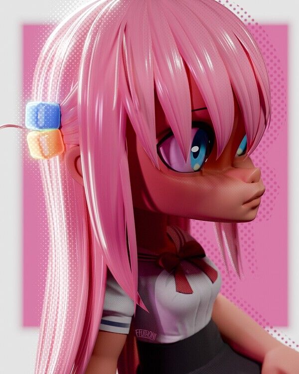 Bocchi with a dress - Finished Projects - Blender Artists Community