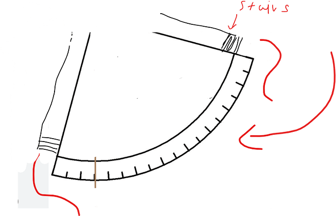 How to create a quarter circle elevated path way between 2 staircase ...
