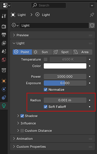 Light object settings