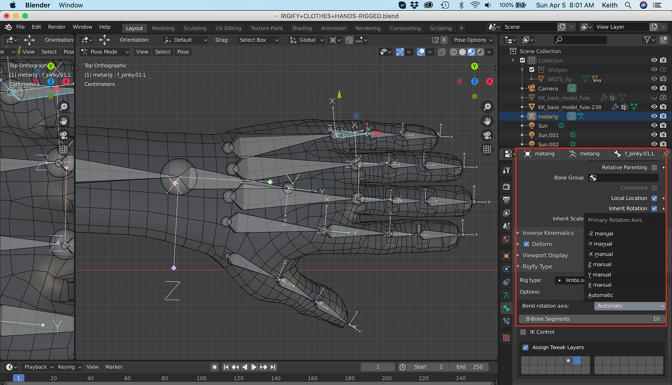 Rigify finger rotation axis problem - Animation and Rigging - Blender ...