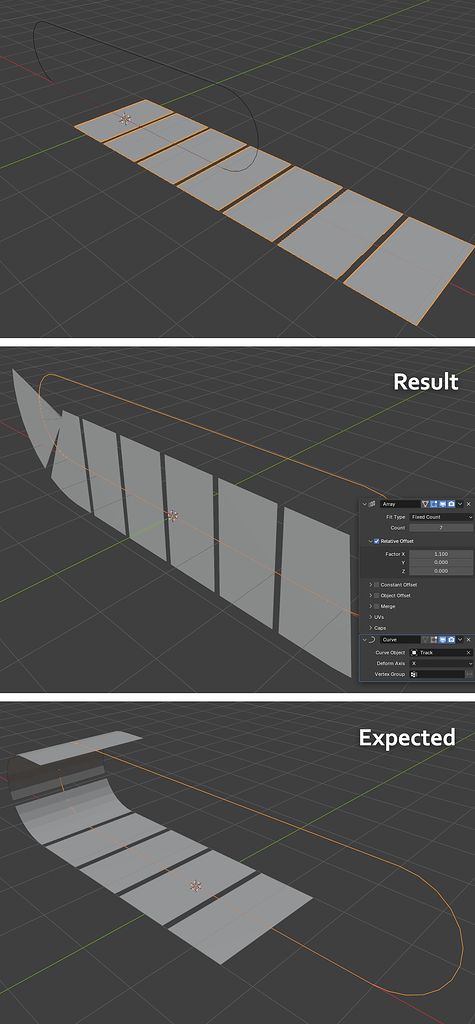 Why does my mesh rotate when using Curve modifier with Array modifier ...