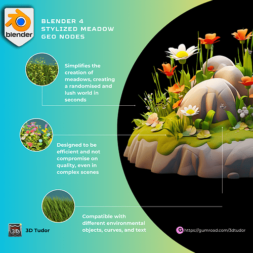 Blender 4  Grass & Flowers Geo Nodes_Features