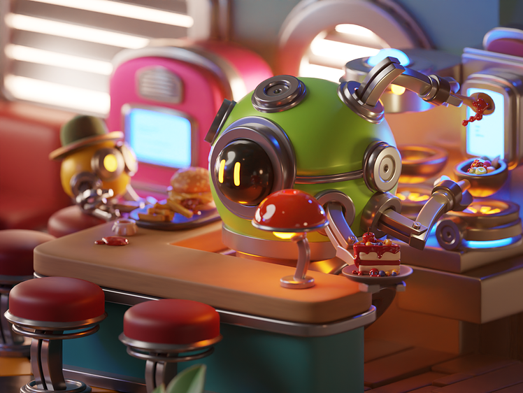 Tiny Cyberpunk diner! - Finished Projects - Blender Artists Community