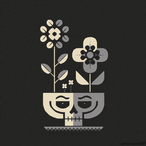 metin-seven_2d-vector-art-graphic-designer-illustrator-illustration_skull-vase-flowers