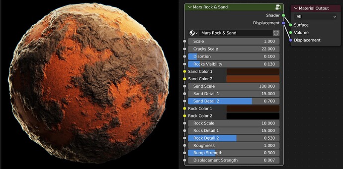 material preview mars sand and rock