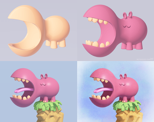 metin-seven_stylized-3d-illustrator-cartoon-character-designer_cute-hippo_wip