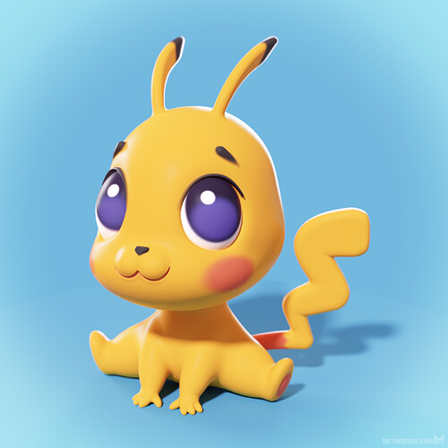 metin-seven_stylized-3d-illustrator-cartoon-character-designer_cute-baby-pikachu-pokemon