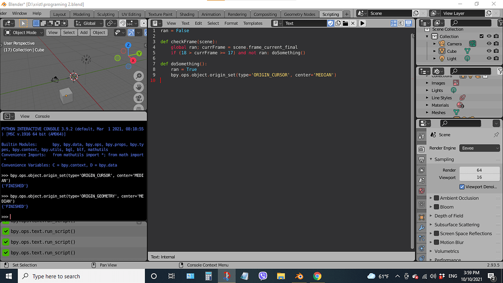 Execute script at certain frame - Python Support - Blender Artists ...