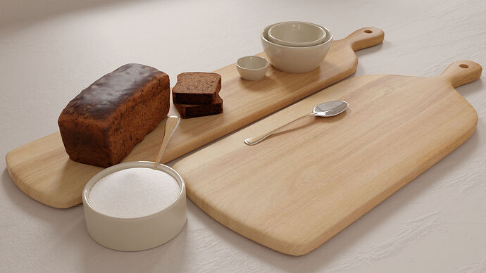 Acacia Wood Kitchen Boards and Bread Zara Home Blender 3D Model