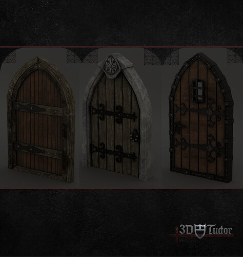 3D Tudor Medieval Door Collection Set 17