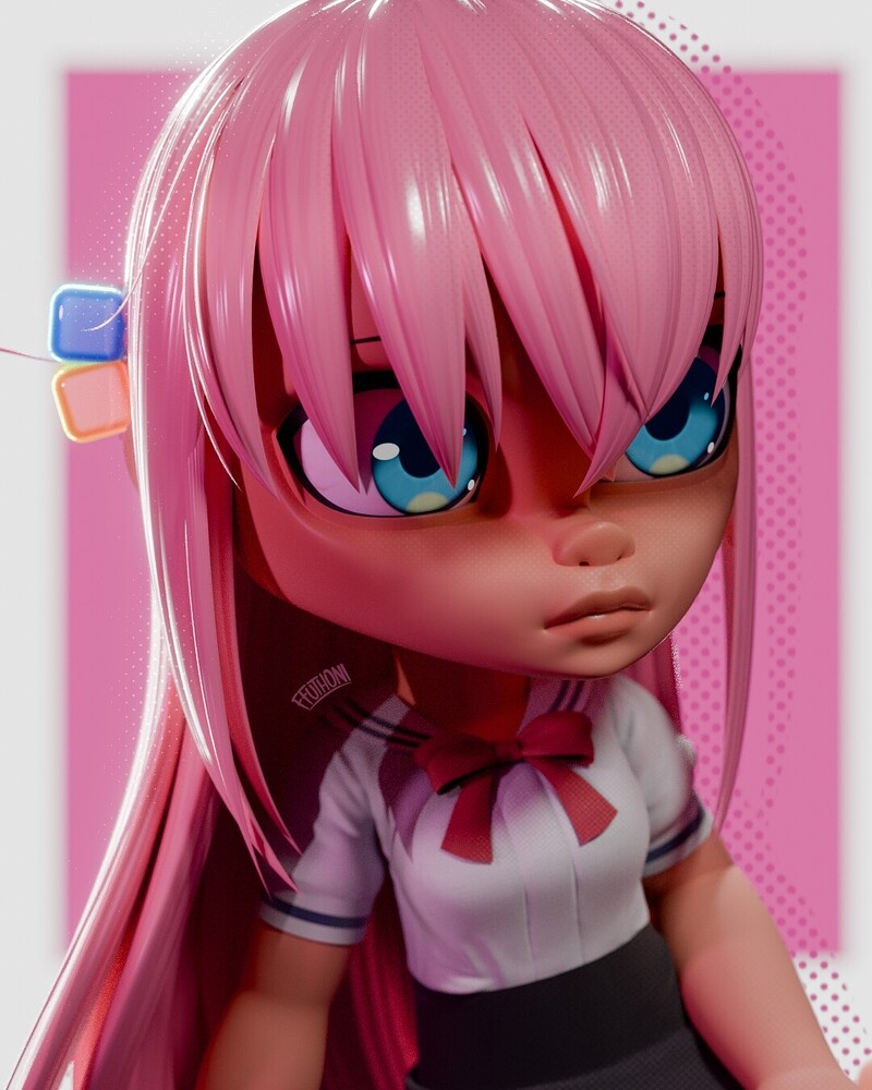 Bocchi with a dress - Finished Projects - Blender Artists Community