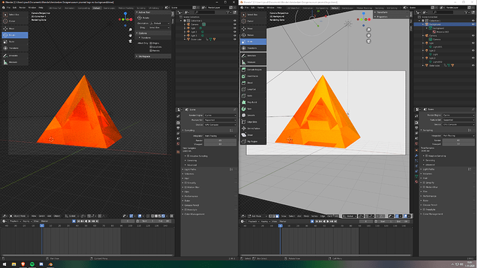 right Blender file has the colors I want