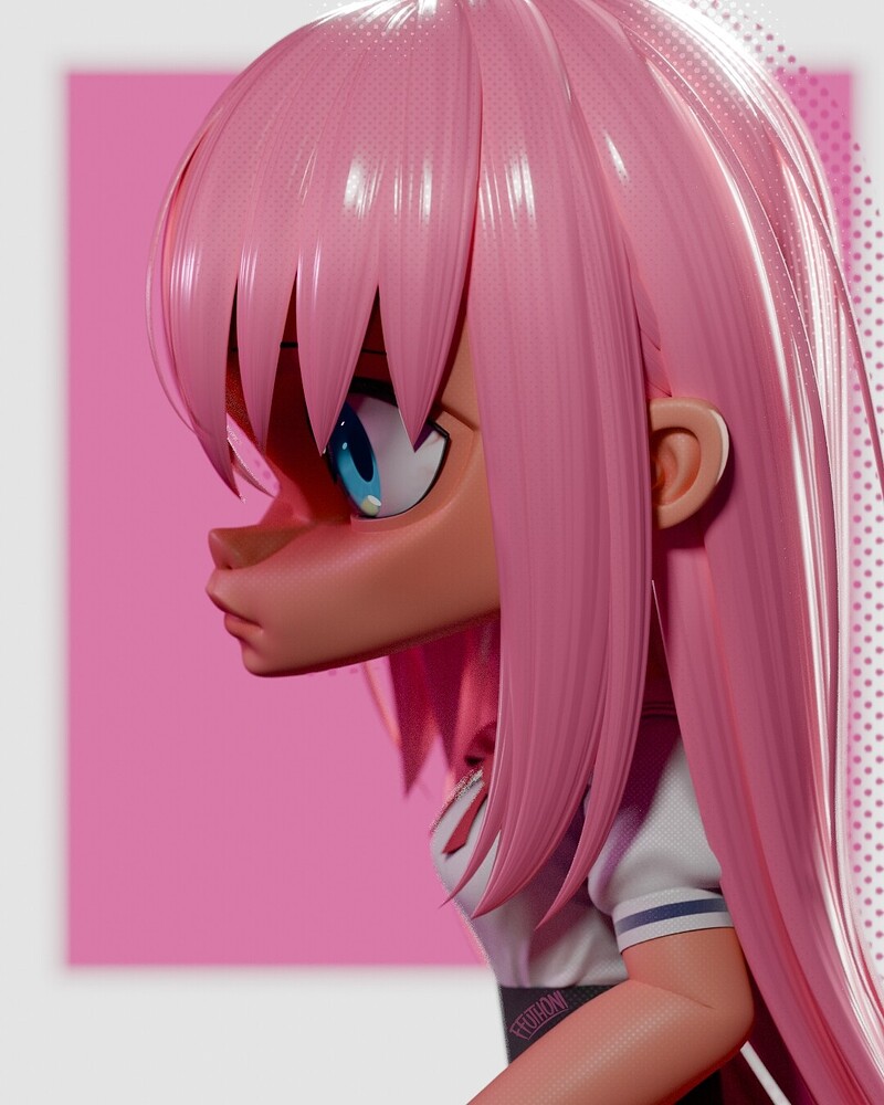 Bocchi with a dress - Finished Projects - Blender Artists Community