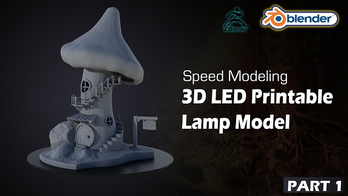 3D Print Fantasy Lamp  Speed Modeling Blender  Zbrush  Part 1_Main Thumbnail