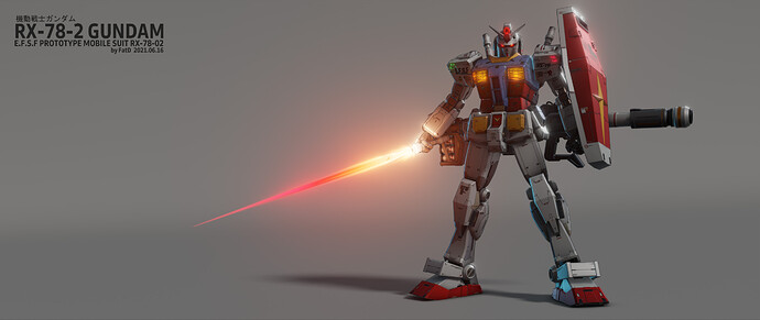 RX-78-2 Gundam Pose 02 Blender 2.93 LTS EEVEE 2560x1080 128 Samples 36.76 sec