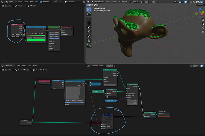 Particle system / geo nodes on part of material - Materials and ...