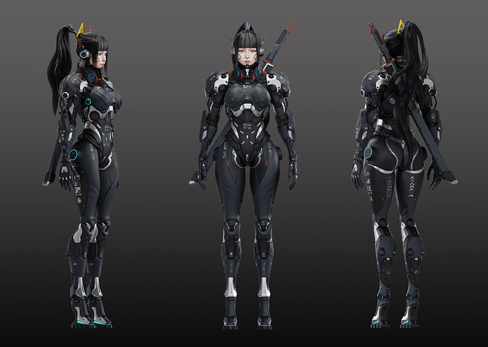 Cyberpunk-character-3view