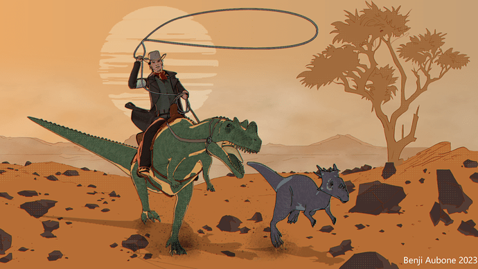 Illustration Cowboys Dinosaurs